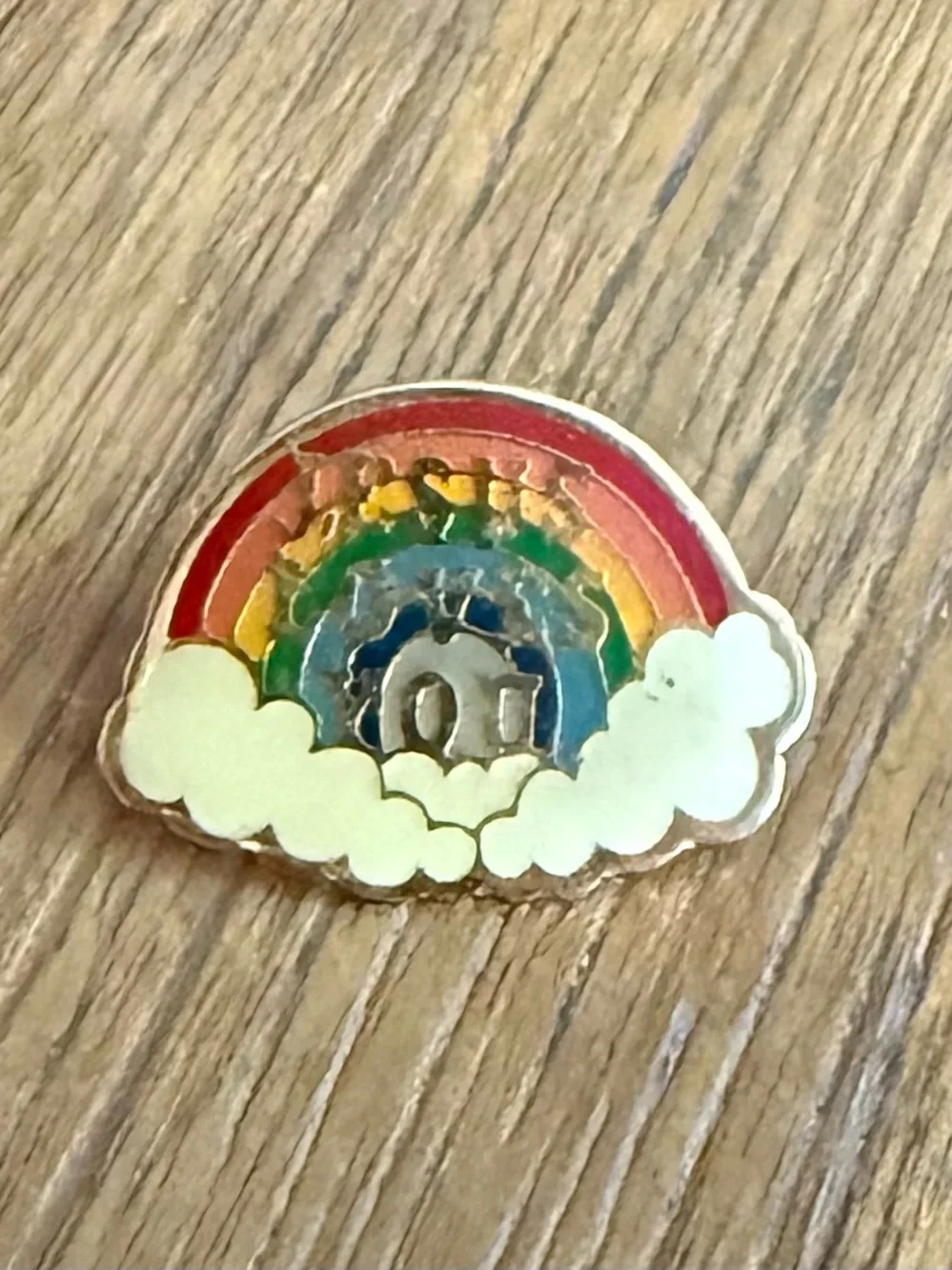 Vintage Jesus Loves You Enamel Rainbow Lapel Brooch Pin